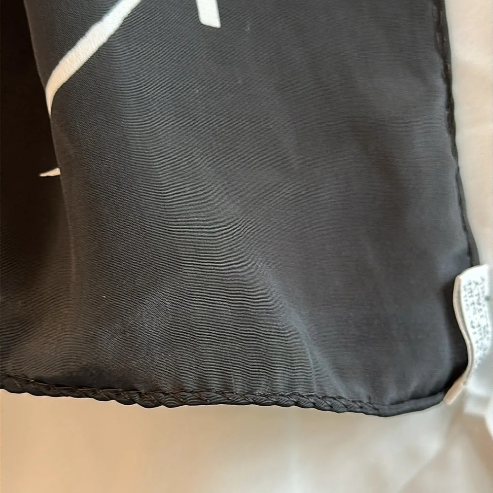 CHANEL Black White & Gold Chain Motif Silk Scarf